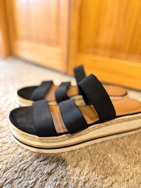 Women’s Black Platform Slide Sandals